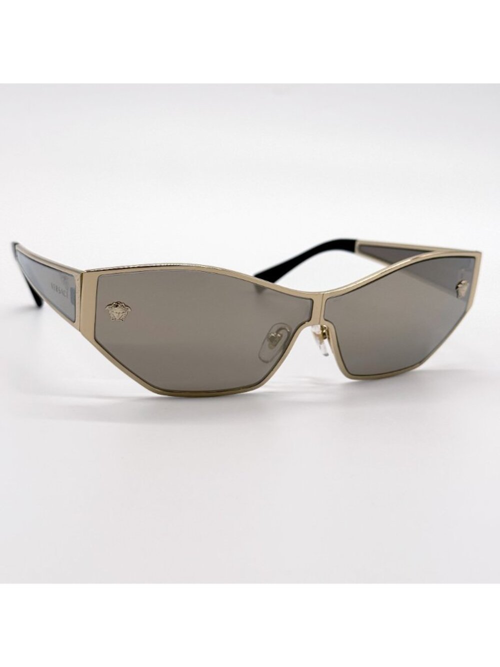 New Versace VE2205 1252/5A Gold Gray Geometric Women Sunglasses